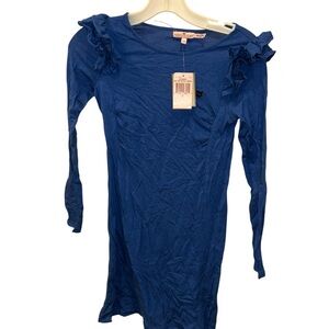 Juicy Couture NEW NWT Blue Long Sleeve Ruffle Dress